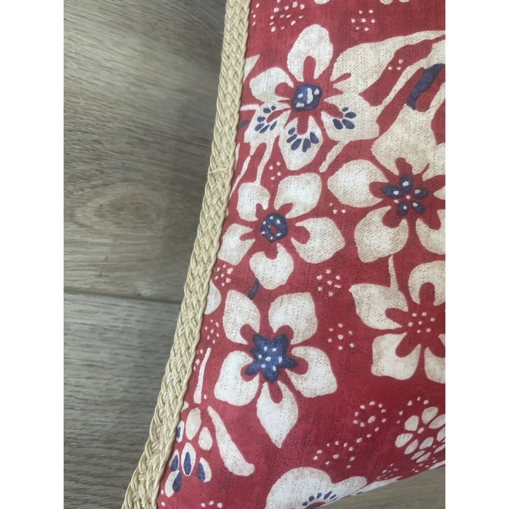 2 Ralph Lauren Pr DECORATIVE PILLOW Down Insert Villa Martine STRIPES Red Floral